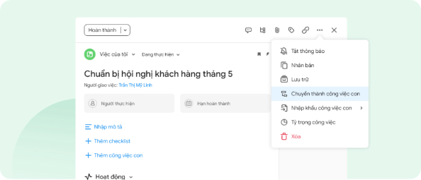 Quản lý từng việc chi tiết